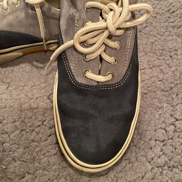 Sperry Men’s Topsiders Tie Up Navy & Grey Shoe Size 9.5 - Picture 2 of 6